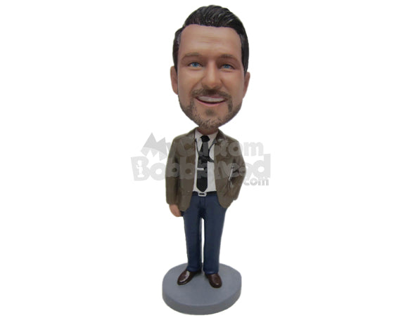 Custom Bobblehead Businessman Guy Wearing Jacket And Jeans - Careers & Professionals Corporate & Executives Personalized Bobblehead & Cake Topper Custom Bobblehead Businessman Guy Wearing Jacket And Jeans - Careers & Professionals Corporate & Executives Personalized Bobblehead & Cake Topper